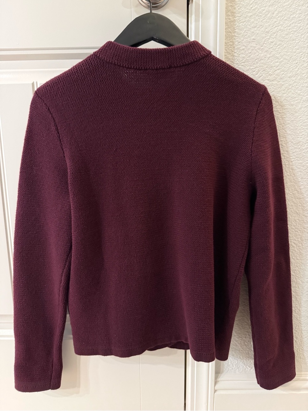 Talbots Burgundy Double-Breasted Knit Jacket with Gold Buttons - Picture 4 of 4